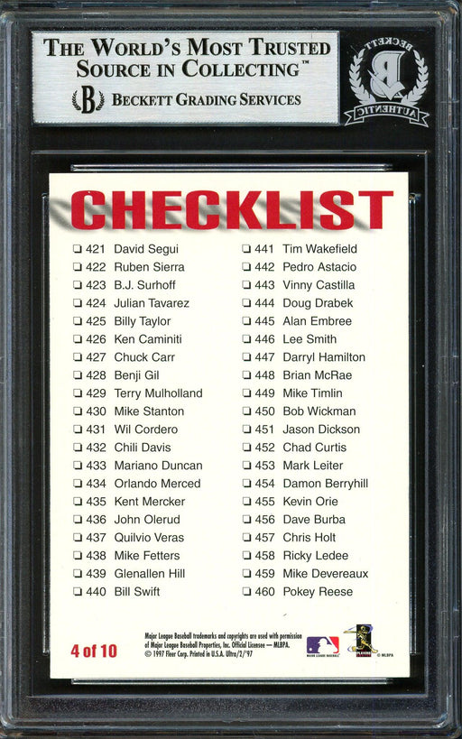 Alex Rodriguez Autographed 1997 Fleer Ultra Checklist Card #4 Seattle Mariners Beckett BAS #12410226 - RSA