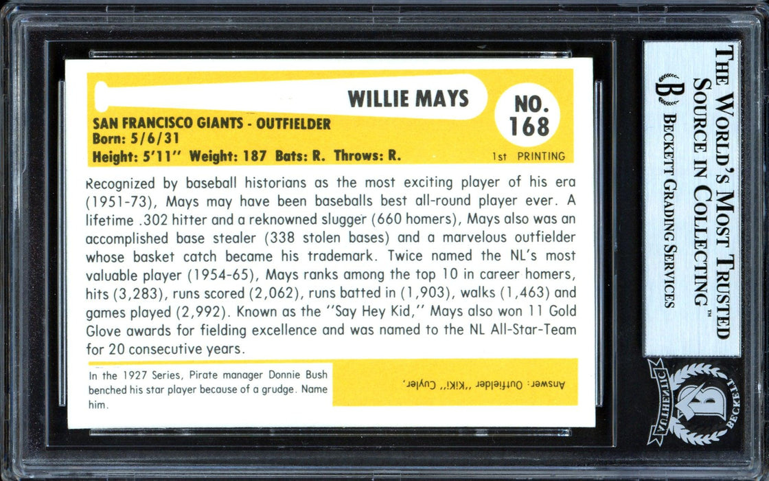 Willie Mays Autographed 1980 Baseball Immortals Card #168 San Francisco Giants Beckett BAS #13446427 - RSA