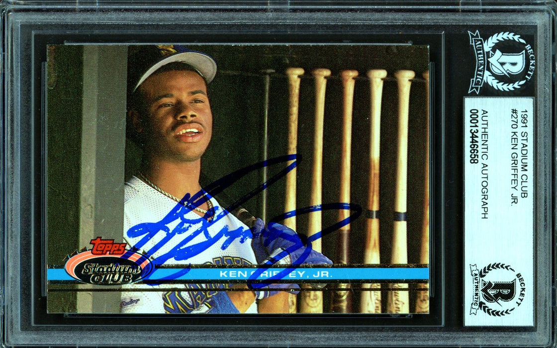 Ken Griffey Jr. Autographed 1991 Stadium Club Card #270 Seattle Mariners Beckett BAS #13446658 - RSA