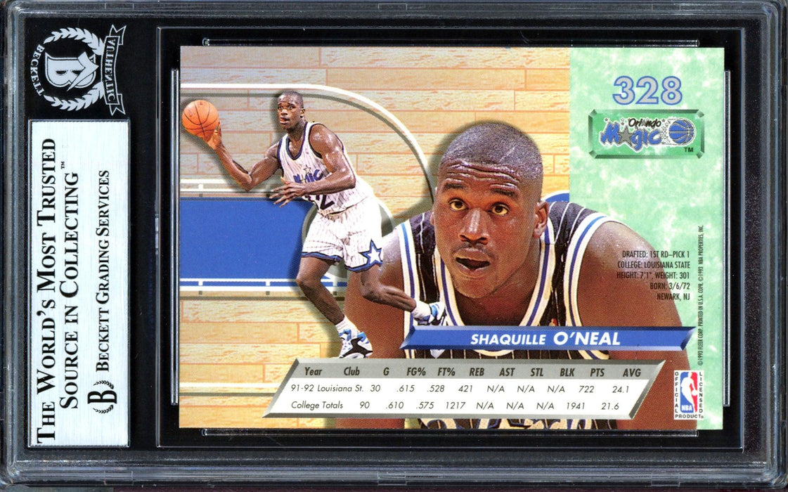 rare shaq basketball cards Shaquille Shaq O'Neal Autographed 1992-93 Fleer Ultra Rookie Card #328 — RSA