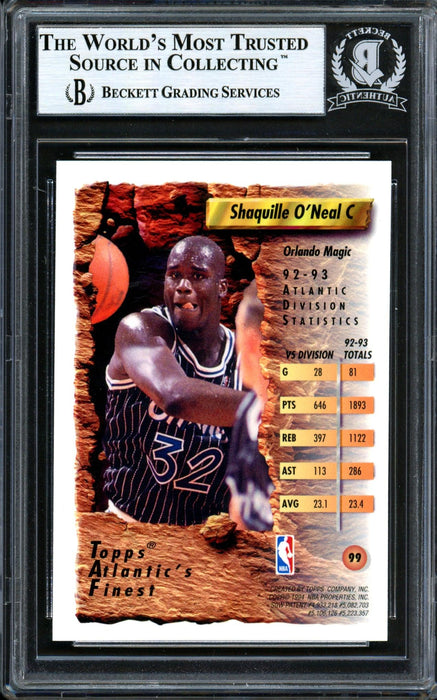 Shaquille Shaq O'Neal Autographed 1993-94 Topps Finest Card #99 Orlando Magic Beckett BAS #13446979 - RSA