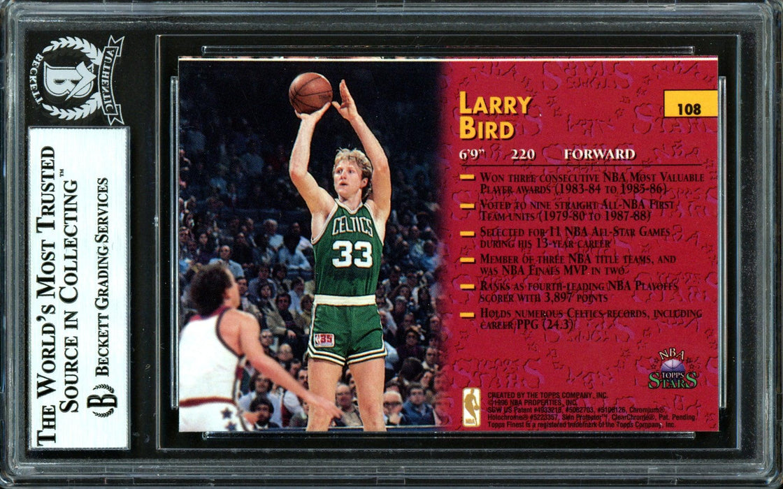 Larry Bird Autographed 1996 Topps Stars Card #108 Boston Celtics Beckett BAS #13446986 - RSA