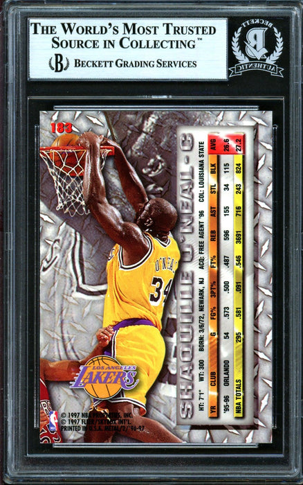 Shaquille Shaq O'Neal Autographed 1996-97 Fleer Metal Card #183 Los An RSA Shaquille Shaq O'Neal Autographed 1996-97 Fleer Metal Card #183 Los An RSA