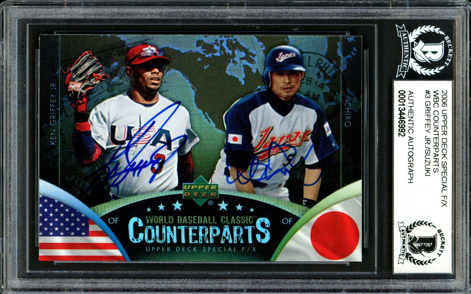 Ken Griffey Jr. & Ichiro Suzuki Autographed 2006 UD Special F/X Card #CP-3 Beckett BAS #13446992 - RSA
