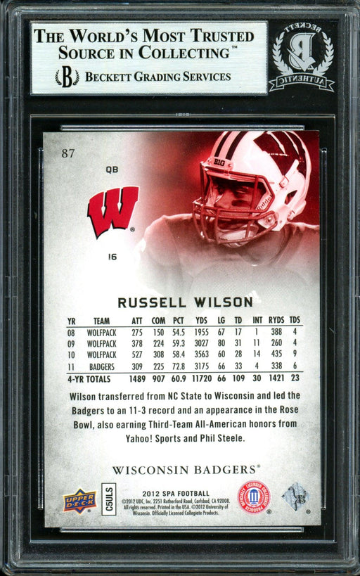 Russell Wilson Autographed 2012 SP Authentic Rookie Card #87 Seattle Seahawks Beckett BAS #13447093 - RSA