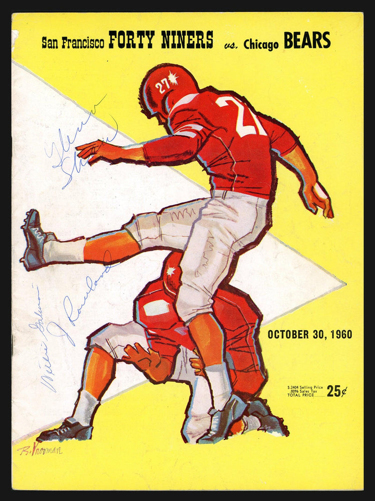 Willie Galimore Autographed 8x10.5 Game Program Chicago Bears Died 1964 Also Signed By Justin Rowland & Glenn Shaw JSA #SS36814 - RSA
