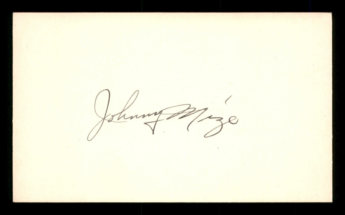 Johnny Mize Autographed 3x5 Index Card St. Louis Cardinals, New York Yankees SKU #200829 - RSA