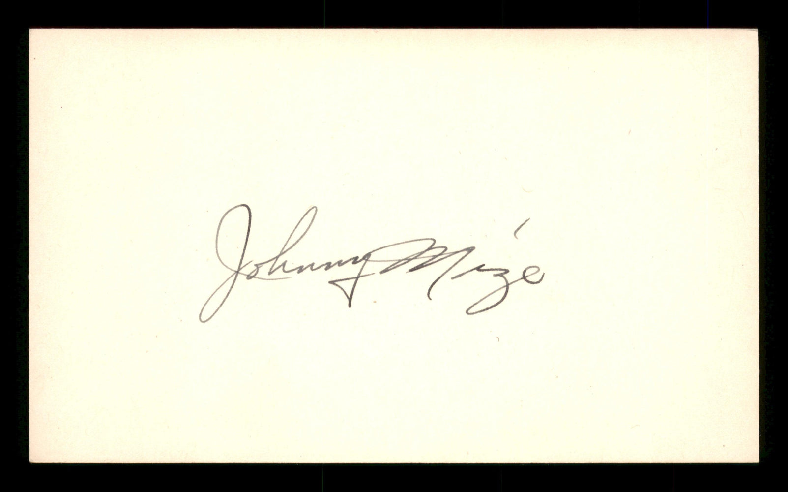 Johnny Mize Autographed 3x5 Index Card St. Louis Cardinals, New York Yankees SKU #200829 - RSA