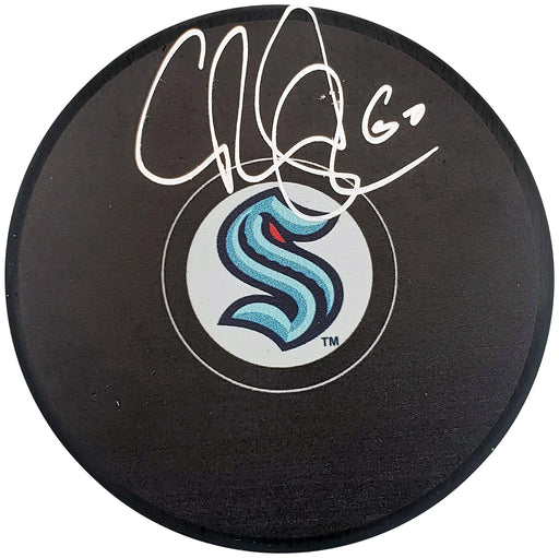 Chris Driedger Autographed Official Seattle Kraken Logo Hockey Puck Fanatics Holo Stock #200855 - RSA