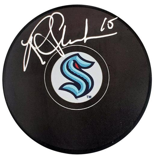 Riley Sheahan Autographed Official Seattle Kraken Logo Hockey Puck Fanatics Holo Stock #200869 - RSA