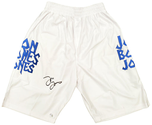 Jon Bones Jones Autographed White Boxing Trunks Beckett BAS QR Stock #200323 - RSA