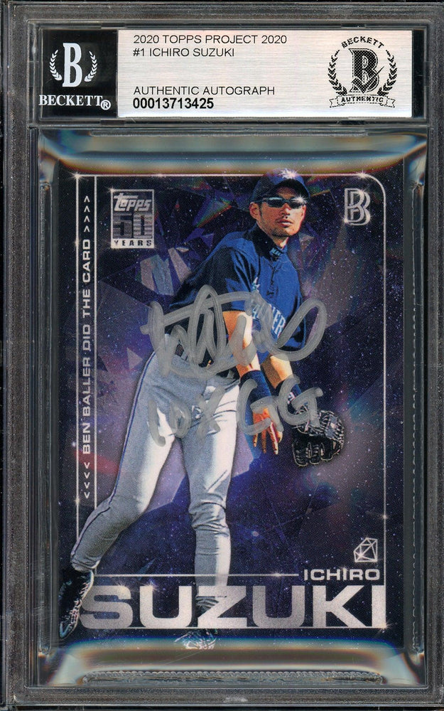 Ichiro Suzuki Autographed Topps Project 2020 Ben Baller Card #1 Seattle Mariners Auto Grade Gem Mint 10 "10X GG" Silver #1/1 Beckett BAS #13713425 - RSA