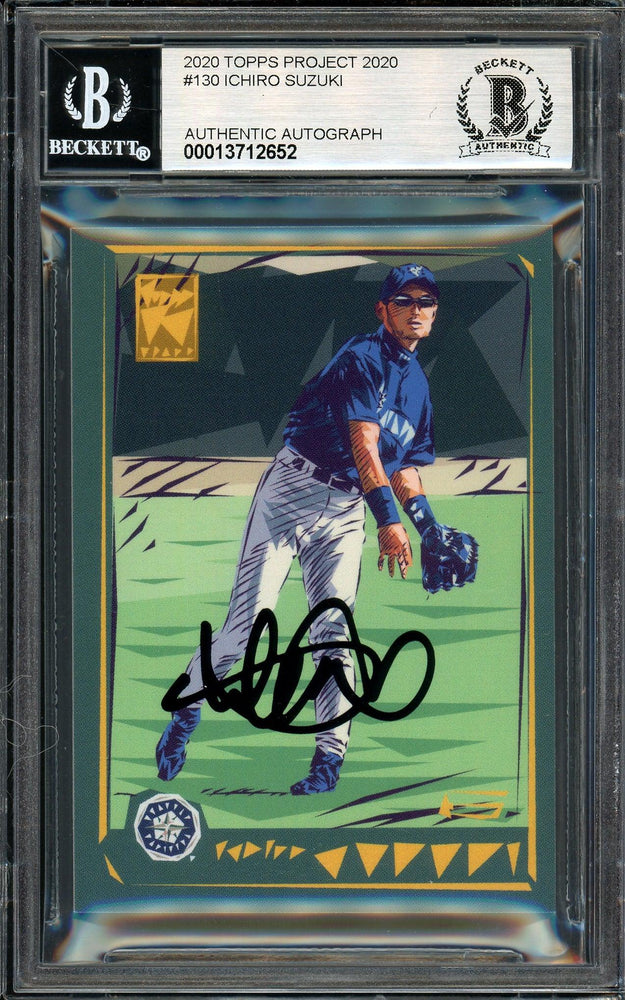 Ichiro Suzuki Autographed Topps Project 2020 Naturel Card #130 Seattle Mariners Auto Grade Gem Mint 10 Black #5/5 Beckett BAS #13712652 - RSA