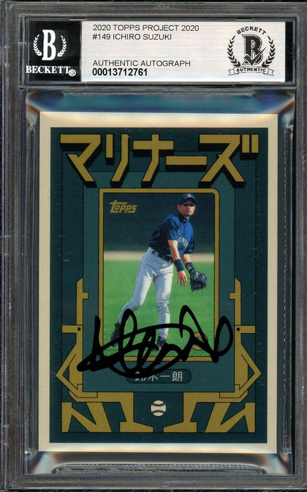 Ichiro Suzuki Autographed Topps Project 2020 Grotesk Card #149 Seattle Mariners Auto Grade Gem Mint 10 Black #4/10 Beckett BAS #13712761 - RSA