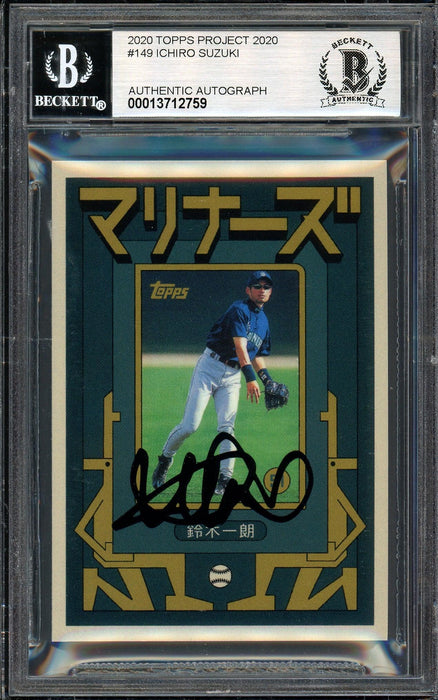 Ichiro Suzuki Autographed Topps Project 2020 Grotesk Card #149 Seattle Mariners Auto Grade Gem Mint 10 Black #10/10 Beckett BAS #13712759 - RSA