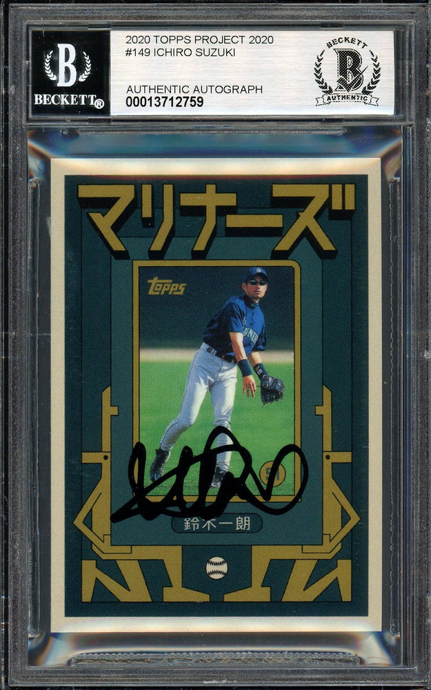 Ichiro Suzuki Autographed Topps Project 2020 Grotesk Card #149 Seattle Mariners Auto Grade Gem Mint 10 Black #10/10 Beckett BAS #13712759 - RSA