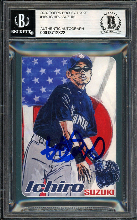 Ichiro Suzuki Autographed Topps Project 2020 Blake Jamieson Card #169 Seattle Mariners Auto Grade Gem Mint 10 Blue #/10 Beckett BAS Stock #200984 - RSA