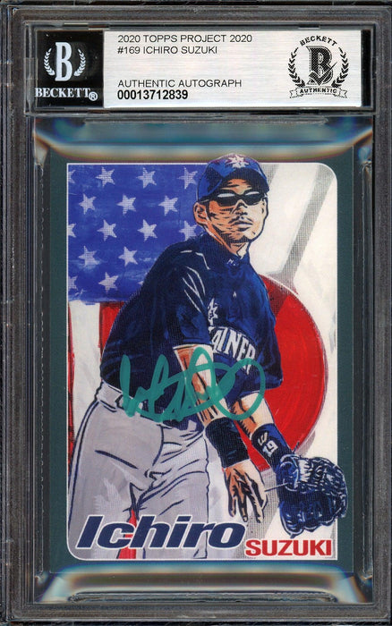 Ichiro Suzuki Autographed Topps Project 2020 Blake Jamieson Card #169 Seattle Mariners Auto Grade Gem Mint 10 Teal #/10 Beckett BAS Stock #200987 - RSA