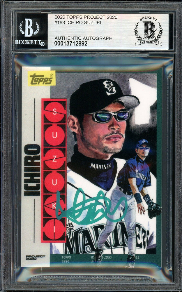 Ichiro Suzuki Autographed Topps Project 2020 Jacob Rochester Card #183 Seattle Mariners Auto Grade Gem Mint 10 Teal #/10 Beckett BAS Stock #200993 - RSA