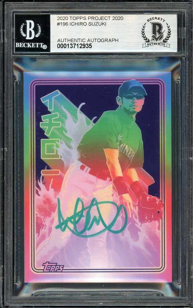 Ichiro Suzuki Autographed Topps Project 2020 Matt Taylor Card #196 Seattle Mariners Auto Grade Gem Mint 10 Teal #/10 Beckett BAS Stock #201000 - RSA