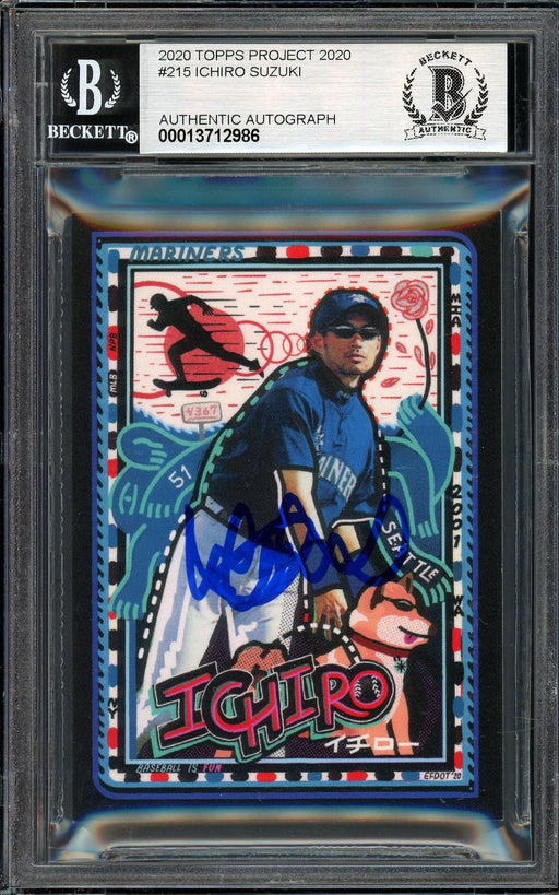 Ichiro Suzuki Autographed Topps Project 2020 Efdot Card #215 Seattle Mariners Auto Grade Gem Mint 10 Blue #/10 Beckett BAS Stock #201003 - RSA