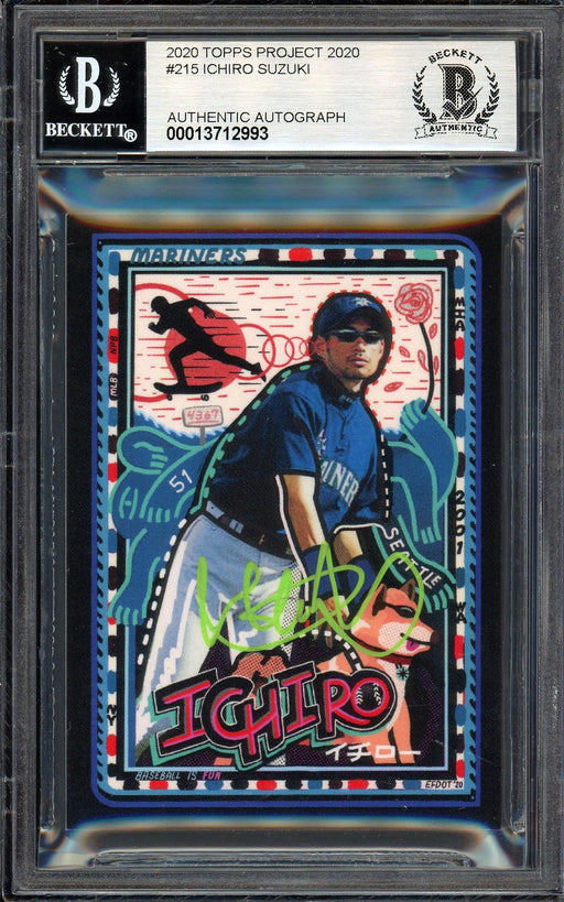 Ichiro Suzuki Autographed Topps Project 2020 Efdot Card #215 Seattle Mariners Auto Grade Gem Mint 10 Lime Green #/10 Beckett BAS Stock #201004 - RSA