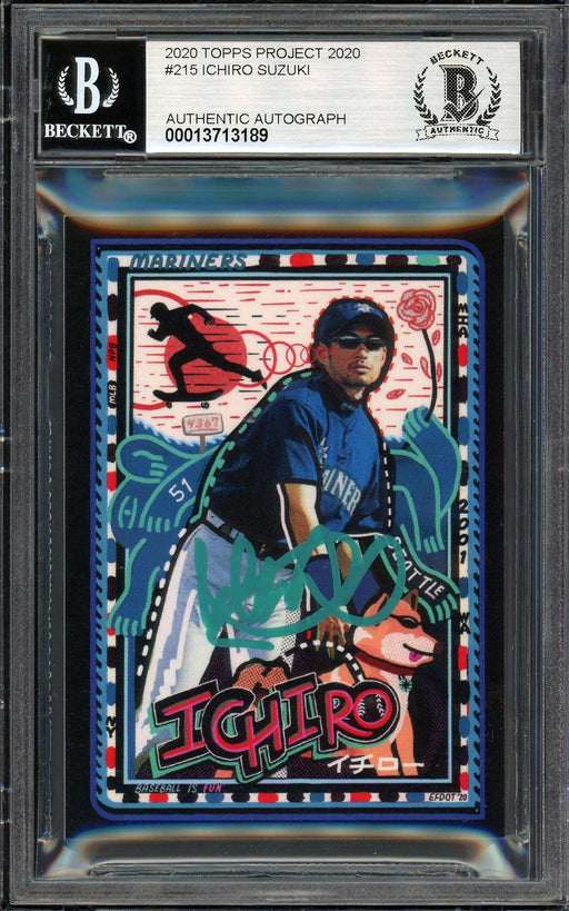 Ichiro Suzuki Autographed Topps Project 2020 Efdot Card #215 Seattle Mariners Auto Grade Gem Mint 10 Teal #/10 Beckett BAS Stock #201006 - RSA
