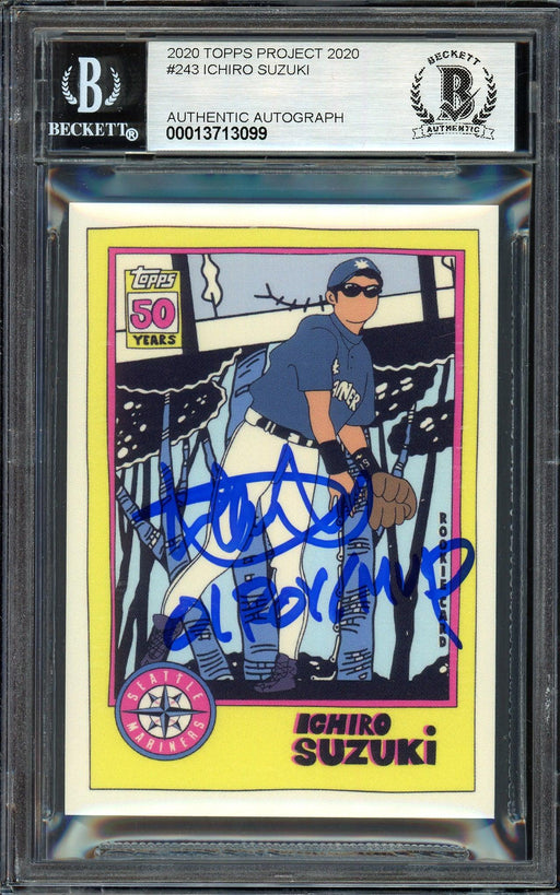 Ichiro Suzuki Autographed Topps Project 2020 Fucci Card #243 Seattle Mariners Auto Grade Gem Mint 10 "01 ROY/MVP" Blue #1/1 Beckett BAS #13713099 - RSA