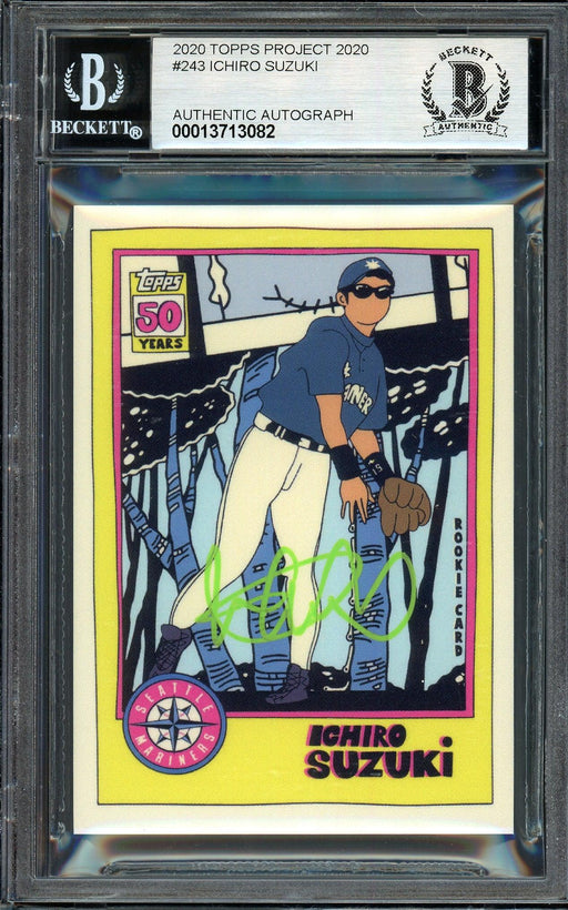Ichiro Suzuki Autographed Topps Project 2020 Fucci Card #243 Seattle Mariners Auto Grade Gem Mint 10 Lime Green #/10 Beckett BAS Stock #201009 - RSA