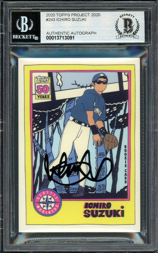 Ichiro Suzuki Autographed Topps Project 2020 Fucci Card #243 Seattle Mariners Auto Grade Gem Mint 10 Black #/10 Beckett BAS Stock #201010 - RSA