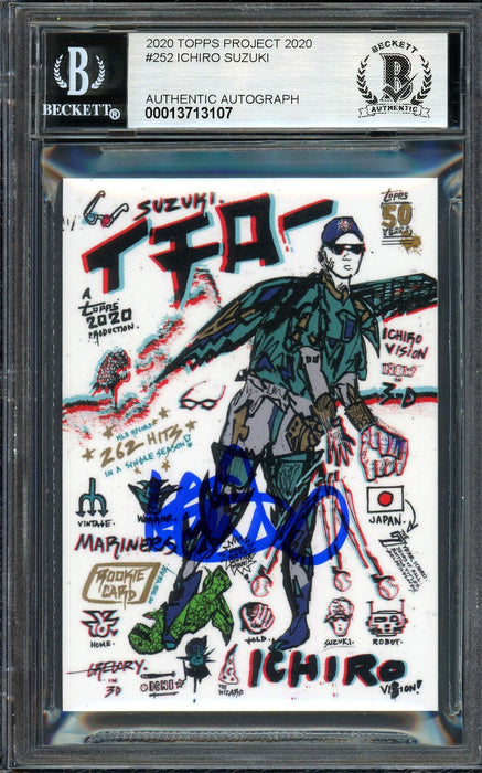 Ichiro Suzuki Autographed Topps Project 2020 Gregory Siff Card #252 Seattle Mariners Auto Grade Gem Mint 10 Blue #/10 Beckett BAS Stock #201013 - RSA