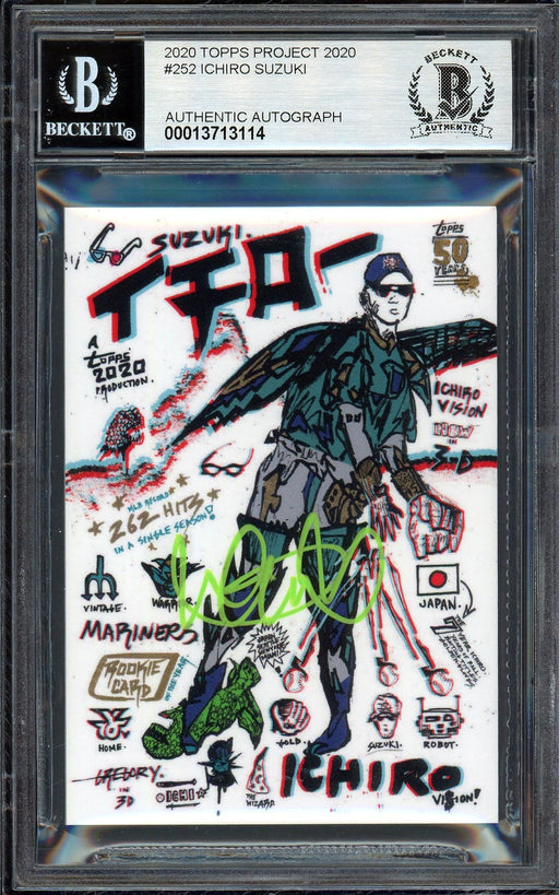 Ichiro Suzuki Autographed Topps Project 2020 Gregory Siff Card #252 Seattle Mariners Auto Grade Gem Mint 10 Lime Green #/10 Beckett BAS Stock #201014 - RSA
