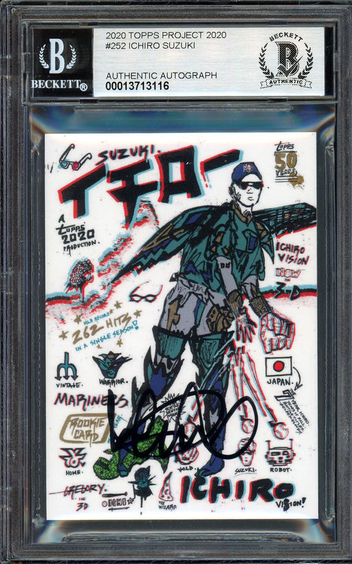 Ichiro Suzuki Autographed Topps Project 2020 Gregory Siff Card #252 Seattle Mariners Auto Grade Gem Mint 10 Black #/10 Beckett BAS Stock #201015 - RSA