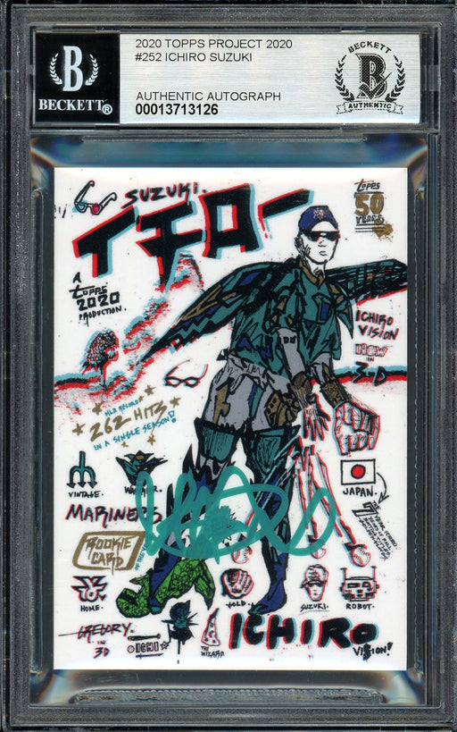 Ichiro Suzuki Autographed Topps Project 2020 Gregory Siff Card #252 Seattle Mariners Auto Grade Gem Mint 10 Teal #/10 Beckett BAS Stock #201016 - RSA