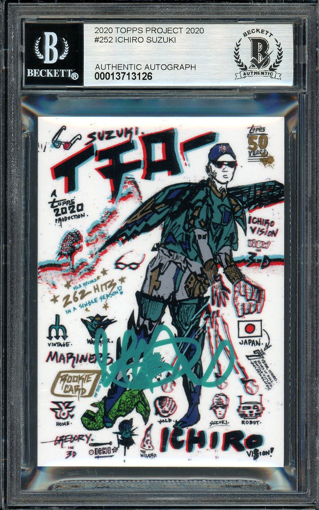 Ichiro Suzuki Autographed Topps Project 2020 Gregory Siff Card #252 Seattle Mariners Auto Grade Gem Mint 10 Teal #/10 Beckett BAS Stock #201016 - RSA