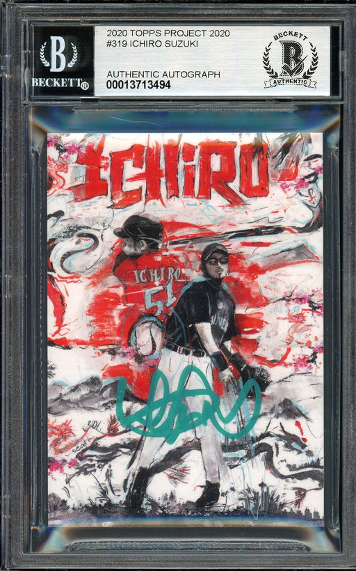 Ichiro Suzuki Autographed Topps Project 2020 Andrew Thiele Card #319 Seattle Mariners Auto Grade Gem Mint 10 Teal #/10 Beckett BAS Stock #201045 - RSA