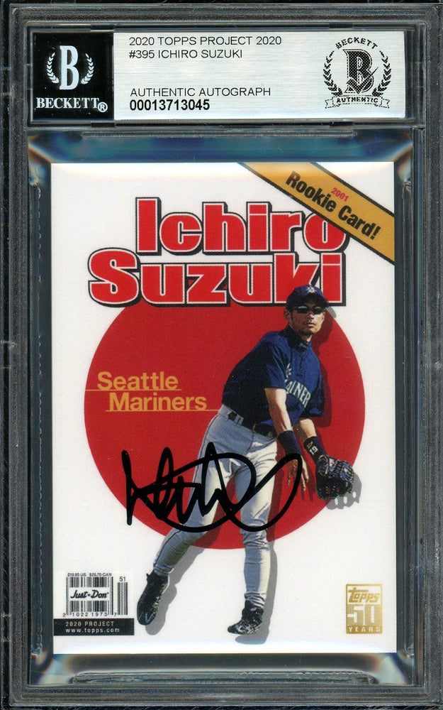 Ichiro Suzuki Autographed Topps Project 2020 Don C Card #395 Seattle Mariners Auto Grade Gem Mint 10 Black #/10 Beckett BAS Stock #201058 - RSA