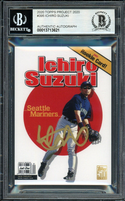 Ichiro Suzuki Autographed Topps Project 2020 Don C Card #395 Seattle Mariners Auto Grade Gem Mint 10 Gold #10/10 Beckett BAS #13713621 - RSA