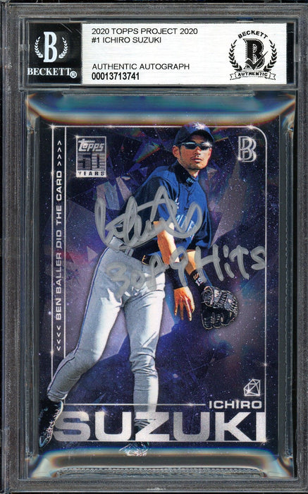 Ichiro Suzuki Autographed Topps Project 2020 Ben Baller Card #1 Seattle Mariners "3089 Hits" Silver #1/1 Beckett BAS #13713741 - RSA