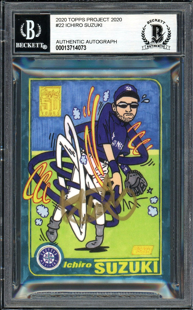Ichiro Suzuki Autographed Topps Project 2020 Ermsy Card #22 Seattle Mariners Gold #2/3 Beckett BAS #13714073 - RSA