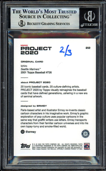 Ichiro Suzuki Autographed Topps Project 2020 Ermsy Card #22 Seattle Mariners Gold #2/3 Beckett BAS #13714073 - RSA