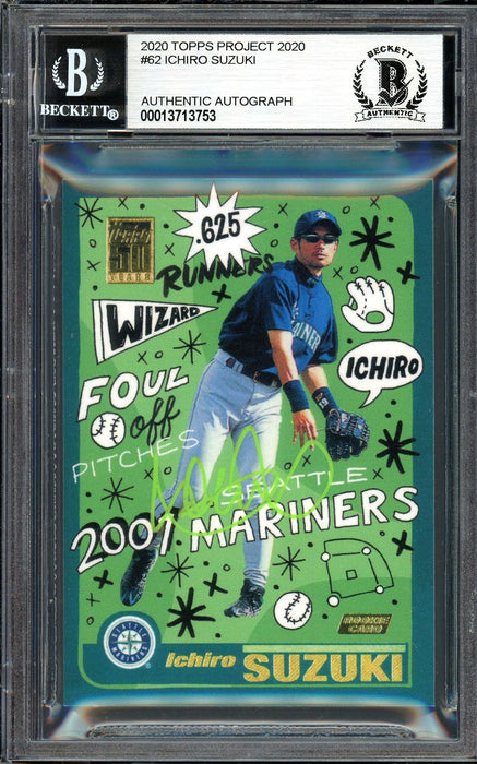 Ichiro Suzuki Autographed Topps Project 2020 Sophia Chang Card #62 Seattle Mariners Lime Green #5/10 Beckett BAS #13713753 - RSA