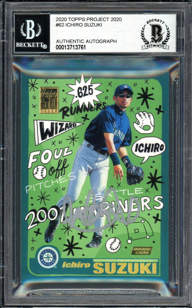 Ichiro Suzuki Autographed Topps Project 2020 Sophia Chang Card #62 Seattle Mariners Silver #1/2 Beckett BAS #13713761 - RSA