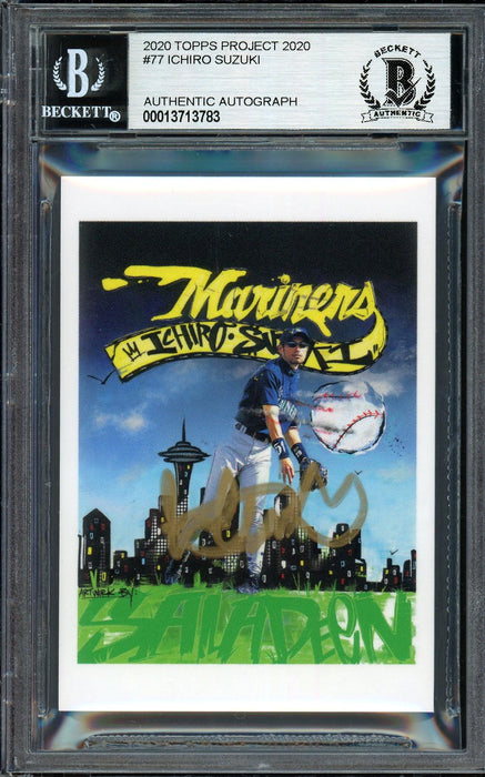 Ichiro Suzuki Autographed Topps Project 2020 King Saladeen Card #77 Seattle Mariners Gold #/10 Beckett BAS Stock #201089 - RSA