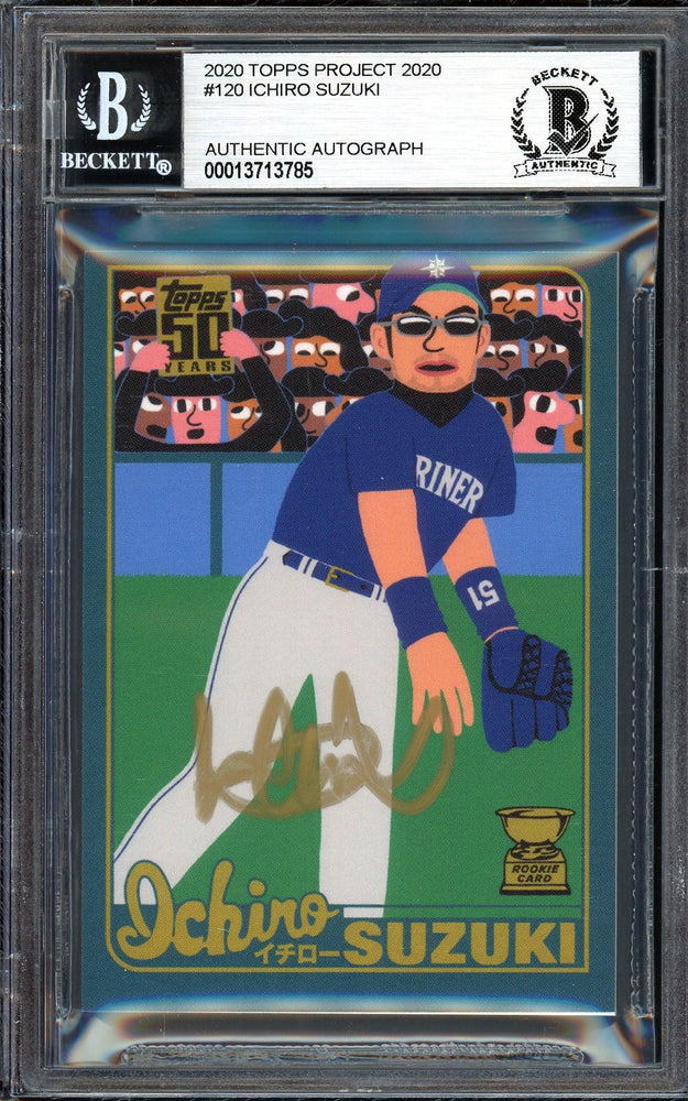 Ichiro Suzuki Autographed Topps Project 2020 Keith Shore Card #120 Seattle Mariners Gold #2/5 Beckett BAS #13713785 - RSA