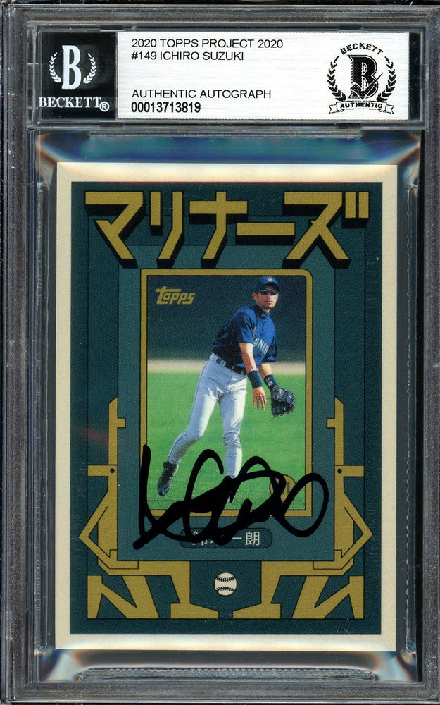 Ichiro Suzuki Autographed Topps Project 2020 Grotesk Card #149 Seattle Mariners Black #/10 Beckett BAS Stock #201101 - RSA