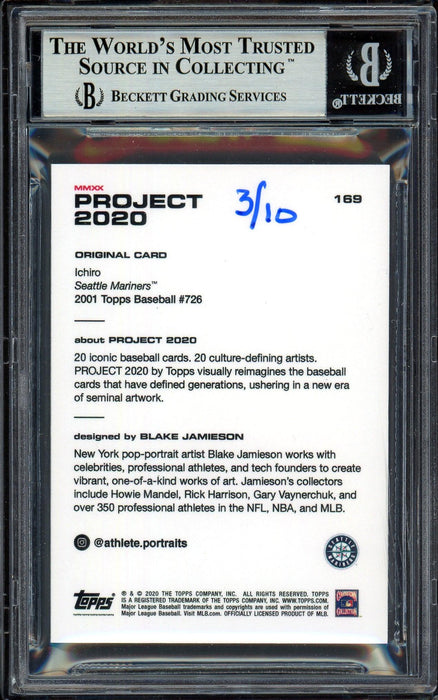 Ichiro Suzuki Autographed Topps Project 2020 Blake Jamieson Card #169 Seattle Mariners Gold #/10 Beckett BAS Stock #201106 - RSA
