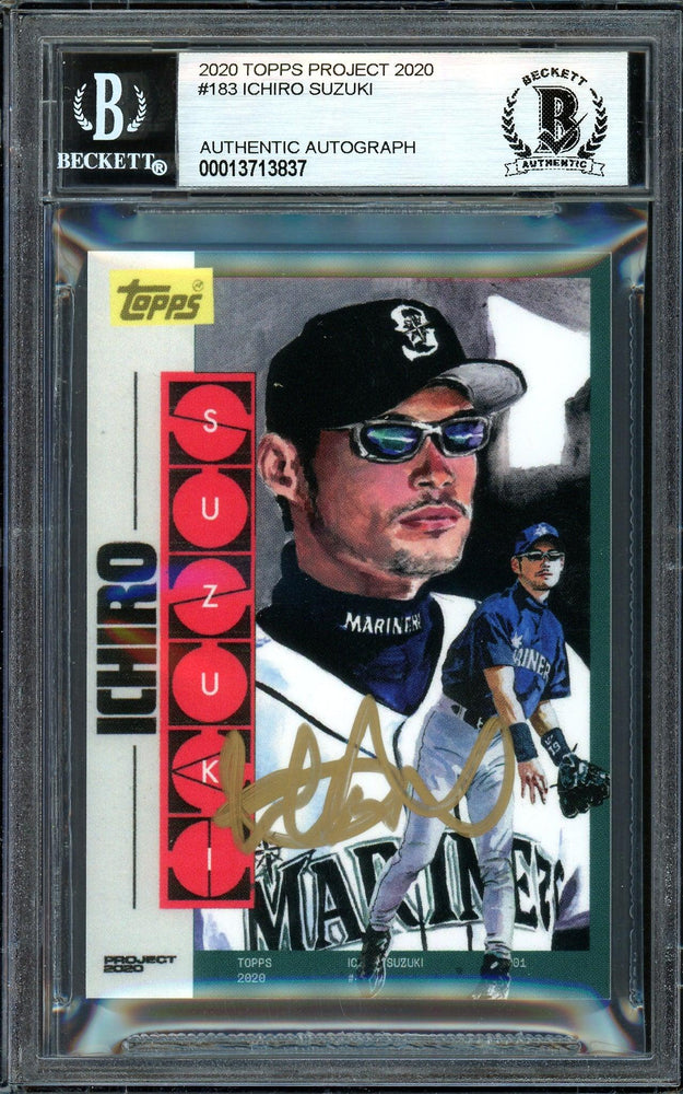 Ichiro Suzuki Autographed Topps Project 2020 Jacob Rochester Card #183 Seattle Mariners Gold #10/10 Beckett BAS #13713837 - RSA