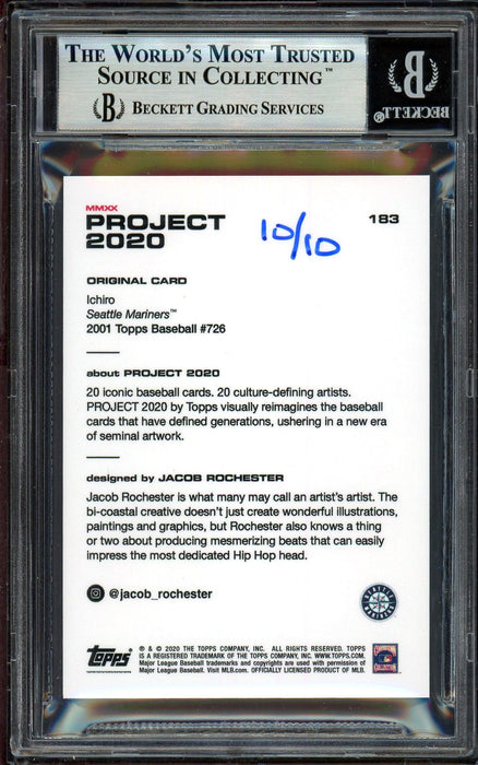 Ichiro Suzuki Autographed Topps Project 2020 Jacob Rochester Card #183 Seattle Mariners Gold #10/10 Beckett BAS #13713837 - RSA