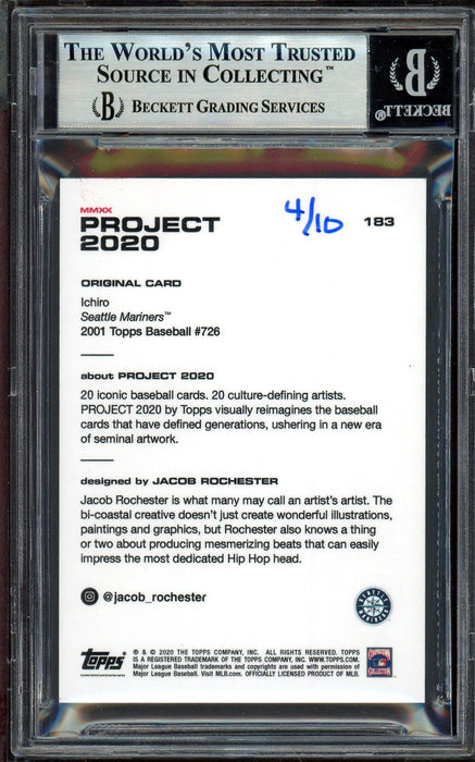Ichiro Suzuki Autographed Topps Project 2020 Jacob Rochester Card #183 Seattle Mariners Silver #/10 Beckett BAS Stock #201113 - RSA
